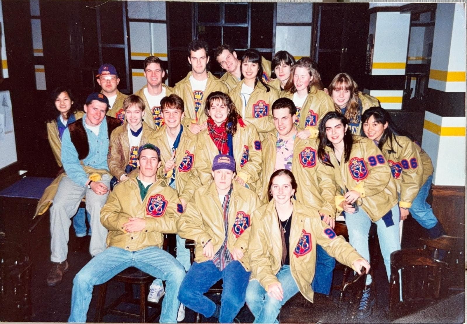 Sci'96 classmates in their Applied Science '96 jackets